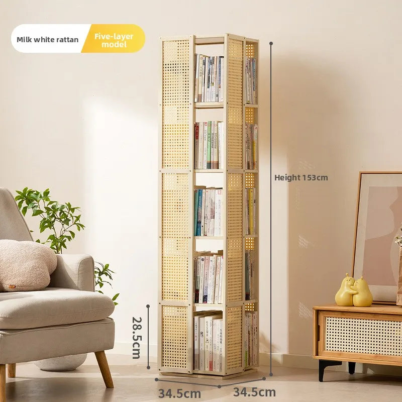 Rotating bookshelf 360 degree floor storage shelf Internet celebrity home simple student bookcase