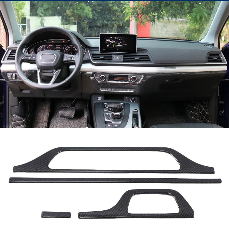 For Audi Q5 FY 2018 2019 2020 2021 Car Styling Interior Door Window Handle Panel Strips Cover Trim Carbon Fiber ABS