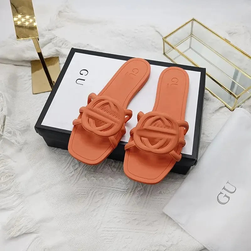 Women's Summer Flat Slippers - Trendy "One Word" Design, Versatile Holiday Outing Slides | AlluCanFind