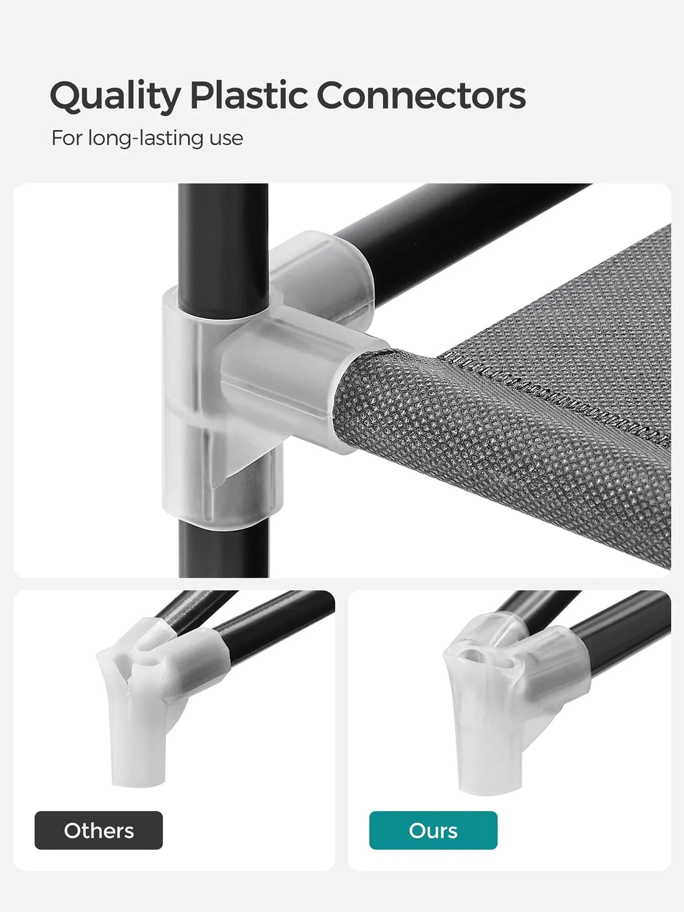 SONGMICS Portable Closet, Wardrobe Closet Organizer with Cover, 4 Hanging Rods and Shelves, 4 Side Pockets