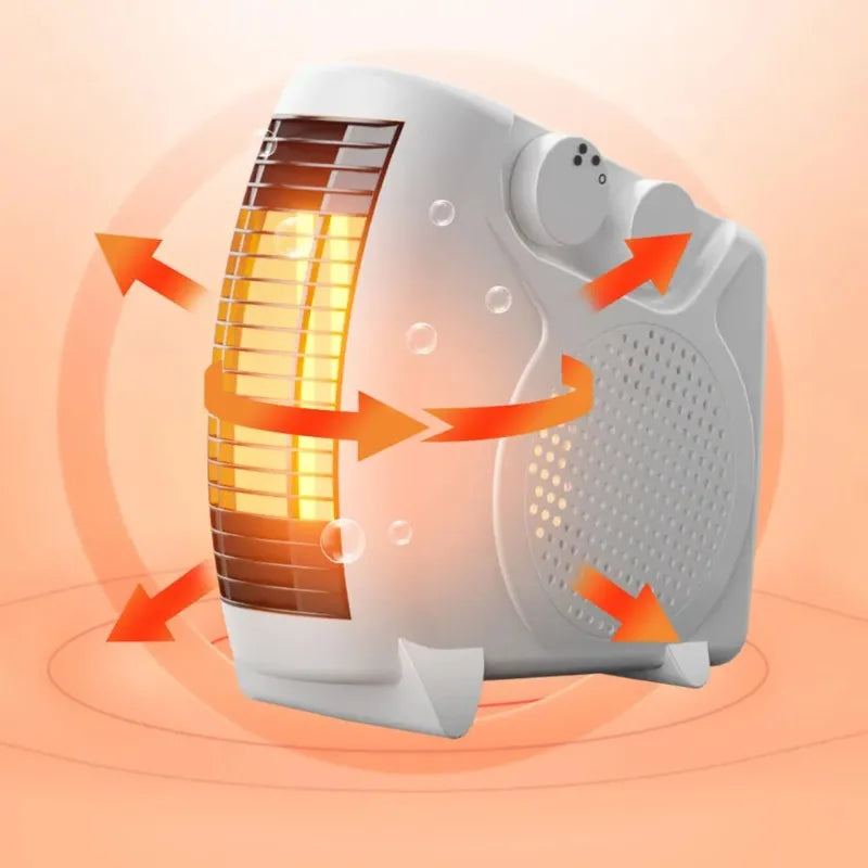 Universal Voltage Winter Warmer Desktop Electric Heater Fan 3 Gear Adjustable Warm Air Blower Ripple Heating for Bedroom Office