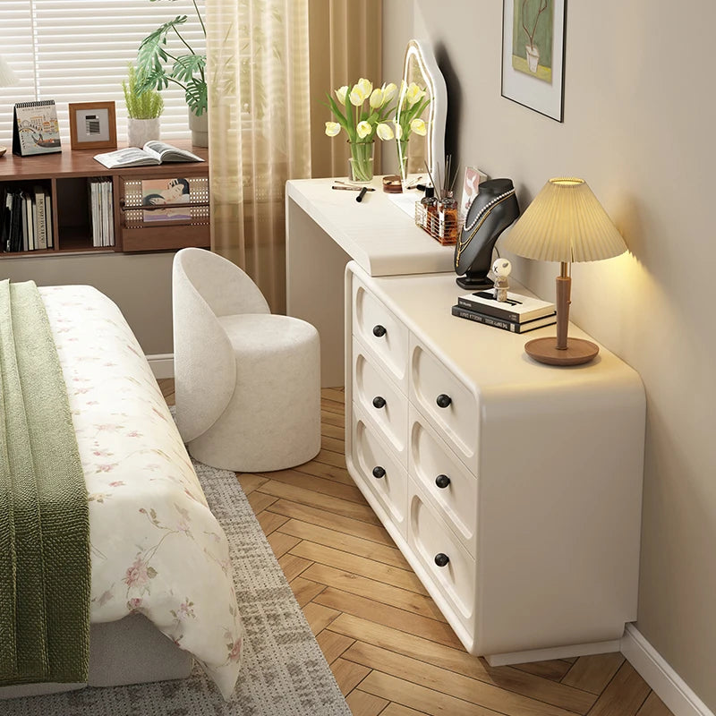European Cream Dressing Table Storage Light Luxury Desgin Console Vanity Table Modern Drawers Penteadeira Postmodern Furniture