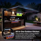 Outdoor Kitchen Island Stone Accents Aluminum BBQ Pod Patio Grill Kitchen Cabinets-Durable Eco-Friendly for Backyard