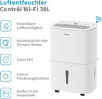 SHINCO 30L Electric Dehumidifier for 105 m³ (35 m²), WiFi, Energy Savi