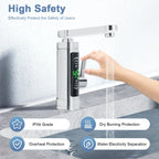 3300 W Silver Electric Instantaneous Water Heater, Electric Tap with LED,Kitchen Tap Suitable for Home, Hotel, Restaurant
