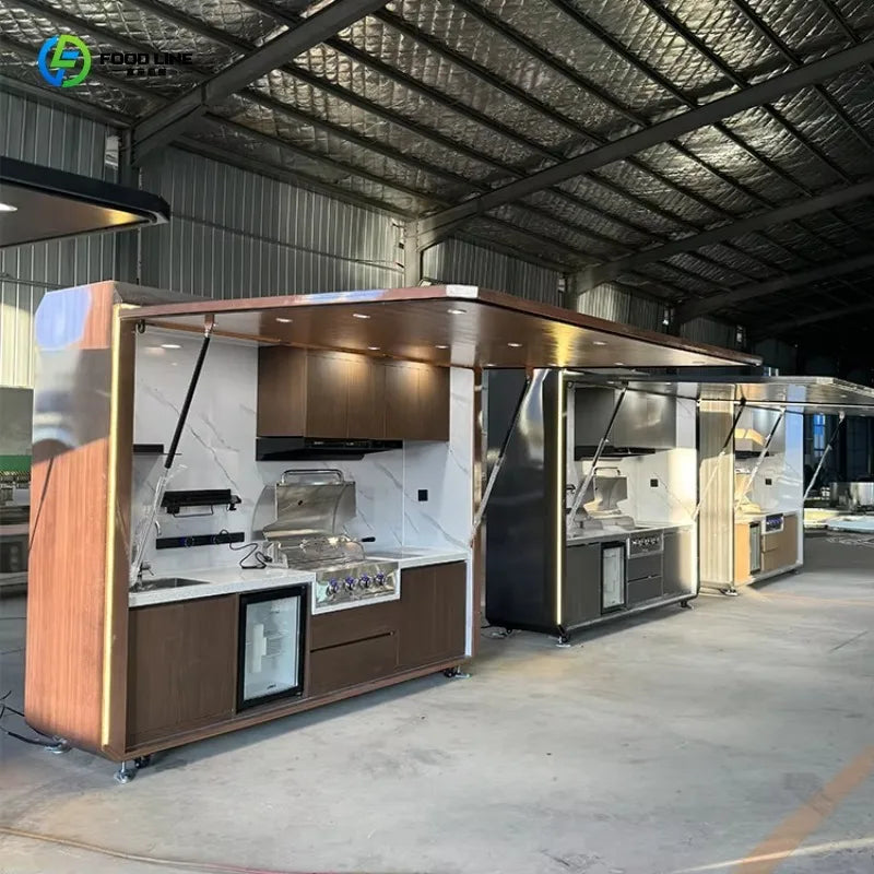 Customized Integrated Outdoor Kitchen Unit Fully Equipped Modular Cooking Station for Camping BBQ Glamping Resort