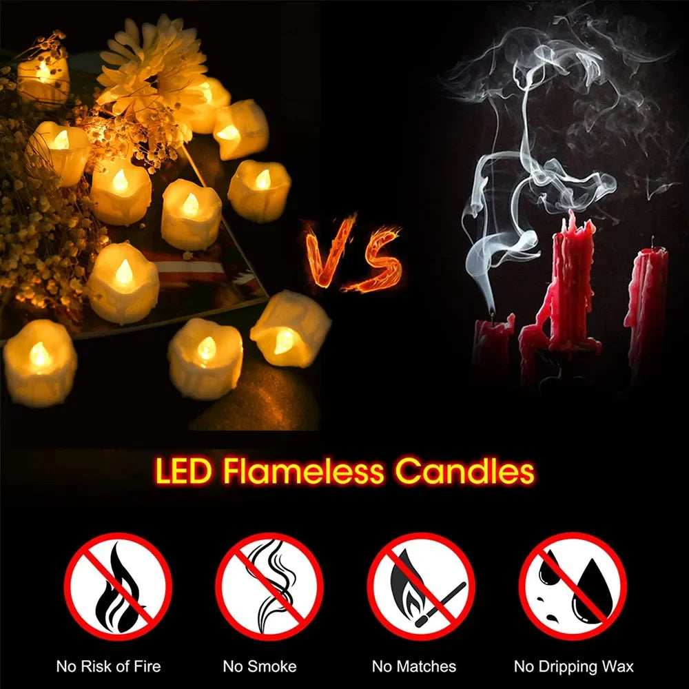 12/24Pcs Remote Flameless Votive Candles Flickering LED Tealights Realistic Battery Operated Candle for Wedding Christmas Decor