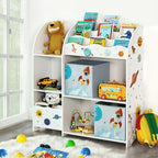 SONGMICS Toy and Book Storage Rack, Multifunctional Storage Furniture with 2 Drawers Fabric for Playroom