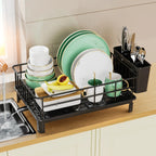 dish draining rack,Cutlery rack with drain tray and drip line,cup holder,cutlery holder,Kitchen countertop storage rack