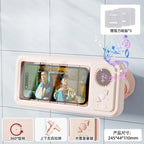 Creative Bathroom Waterproof Phone Case with Bluetooth Speaker Wall Mount Touch-screen Phone Holder Stand Anti-Fog for Showering
