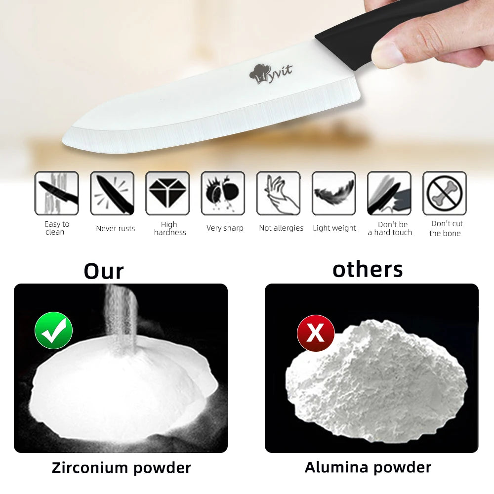Ceramic Kitchen Knife 3 4 5 6 inch Chef Knife Utility Slicer Paring Knives Peeler Set White Zirconia Blade Cooking Meat Cutter