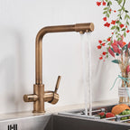 Pure Water Kitchen Faucet Chrome Stainless Steel Dual handle Hot Cold Water Mixer Tap Filtered Deck Mounted Torneira Crane Tap