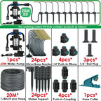 5M-30M Garden Watering System Self-priming Pump Timer 360° Bendable Mist Brass Cooling Sprinkler Drip Irrigation Kit Pot Bonsai