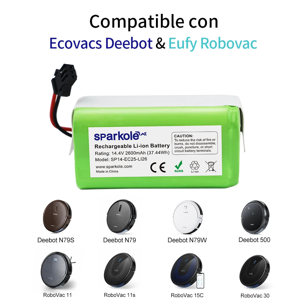 14.4V 2600mAh Replacement Battery for Conga Excellent 990 1090 1790 Deebot N79S N79 DN622 Robovac 11 11S 11S Max, 30, 30C, G30