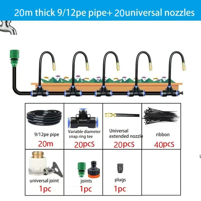 5-20M Universal Automatic Irrigation Sprinkler Kit Rotating Copper Nozzle Garden Balcony Atomization Sprinkler Watering Kits