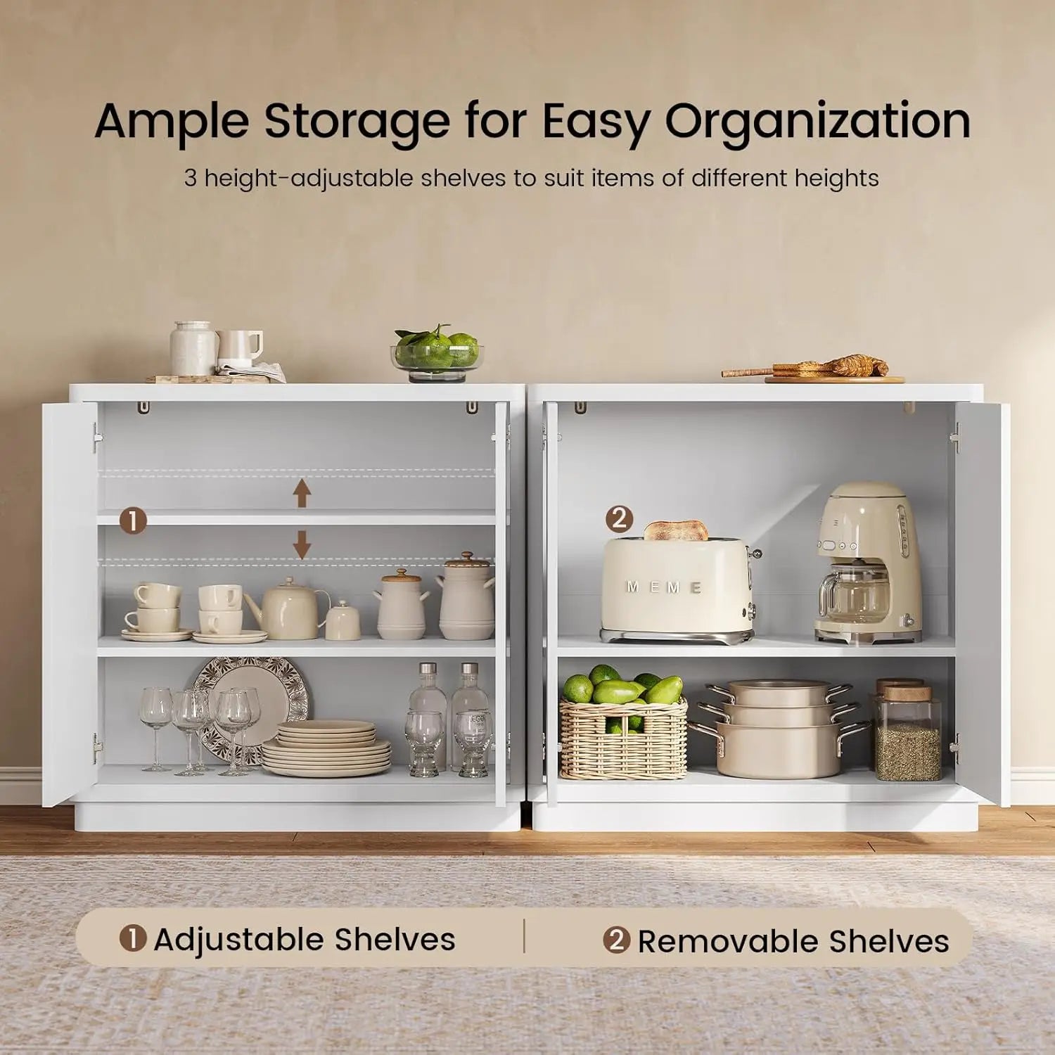 Wooden Home Kitchen Furniture Cabinet Storage with Adjustable Shelf and Modern Stand Cabinet for Dining Room or Living Room