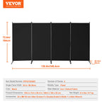 VEVOR 3/4/6 Panel Room Divider Folding Privacy Screen and Portable Freestanding Room Partitions for Office Bedroom Study Hotel