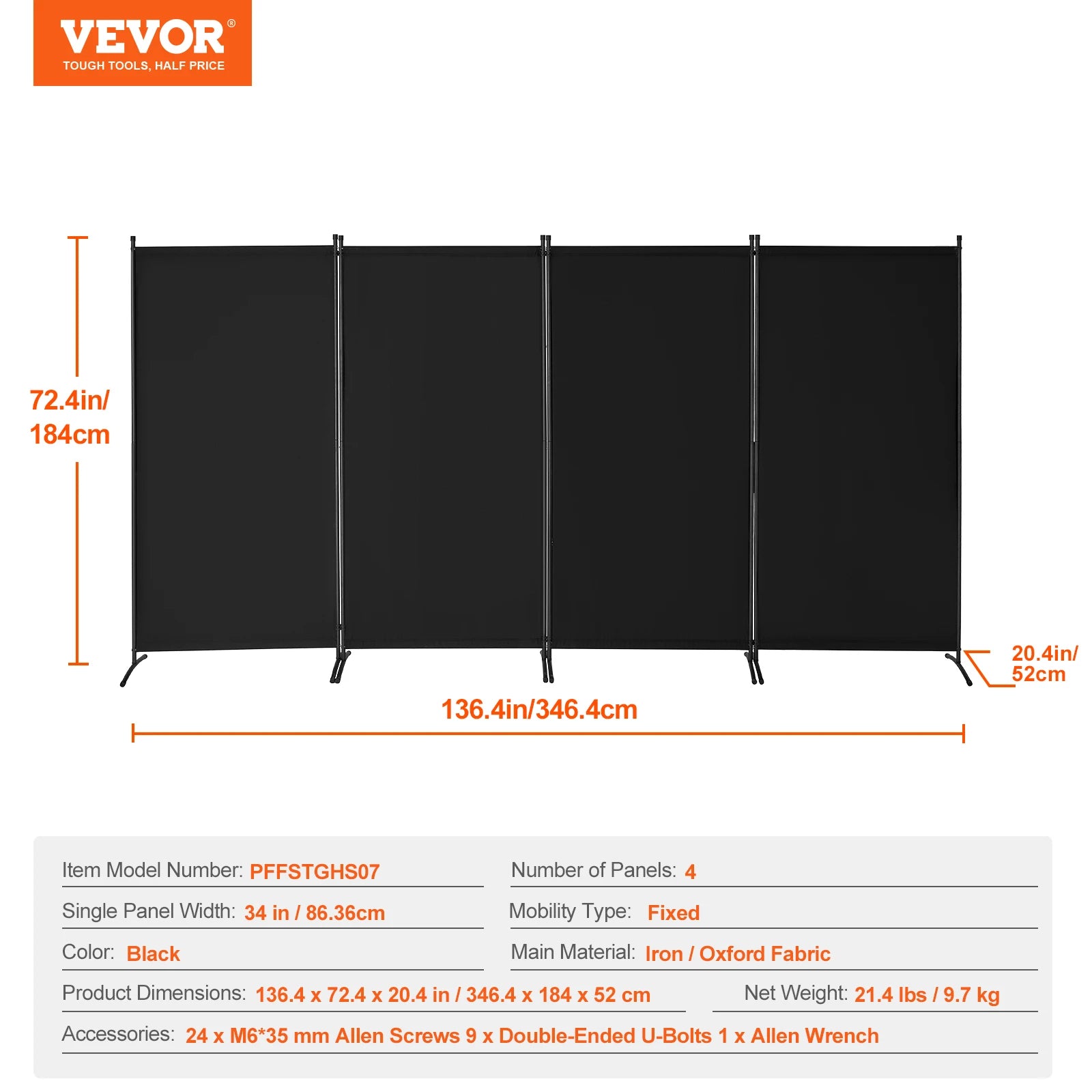 VEVOR 3/4/6 Panel Room Divider Folding Privacy Screen and Portable Freestanding Room Partitions for Office Bedroom Study Hotel