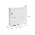 Haodirect white 4 compartment flip entrance narrow shoe cabinet, wooden shoe rack,102cm W x 24cm D x 103cm H
