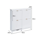 Haodirect white 4 compartment flip entrance narrow shoe cabinet, wooden shoe rack,102cm W x 24cm D x 103cm H