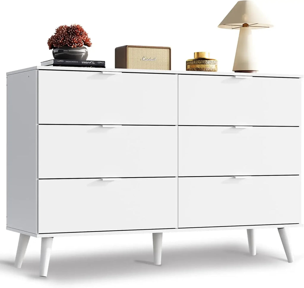 Wood Dresser Storage Organizer with Sturdy Metal Handle, TV Stand for 55 inch TV, Chest of Drawers for Living Room, Hallway