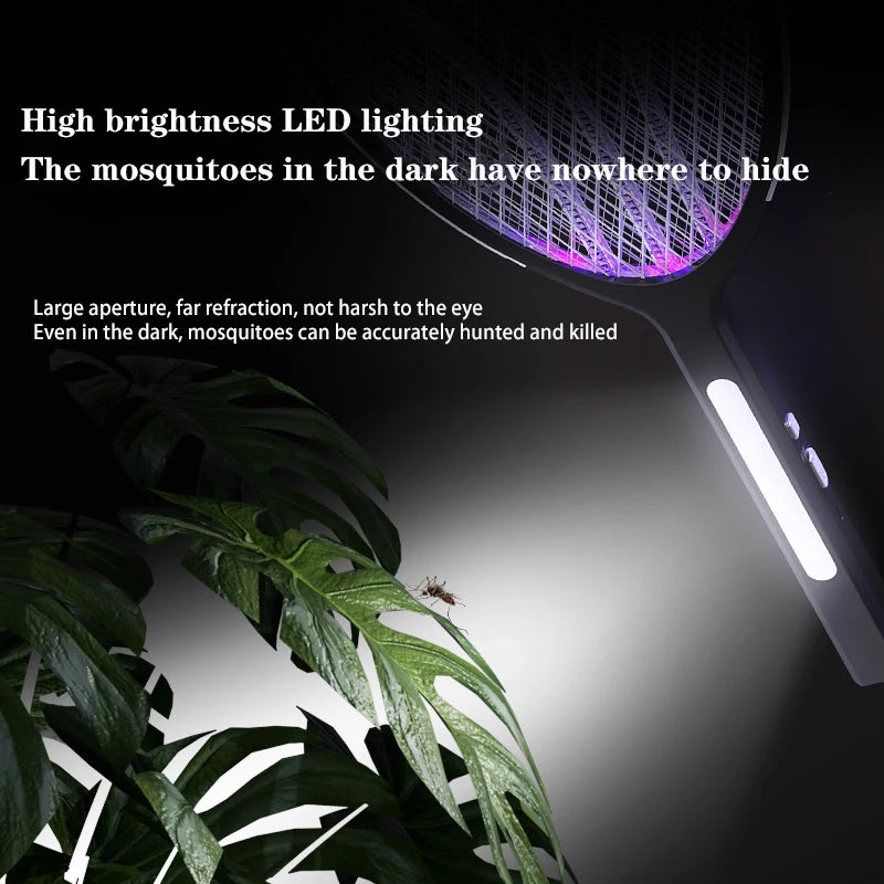 3 In 1  Widening of The Power Grid Electric Mosquito Swatter 3000V C-type Charging Mosquito and Fly Killer