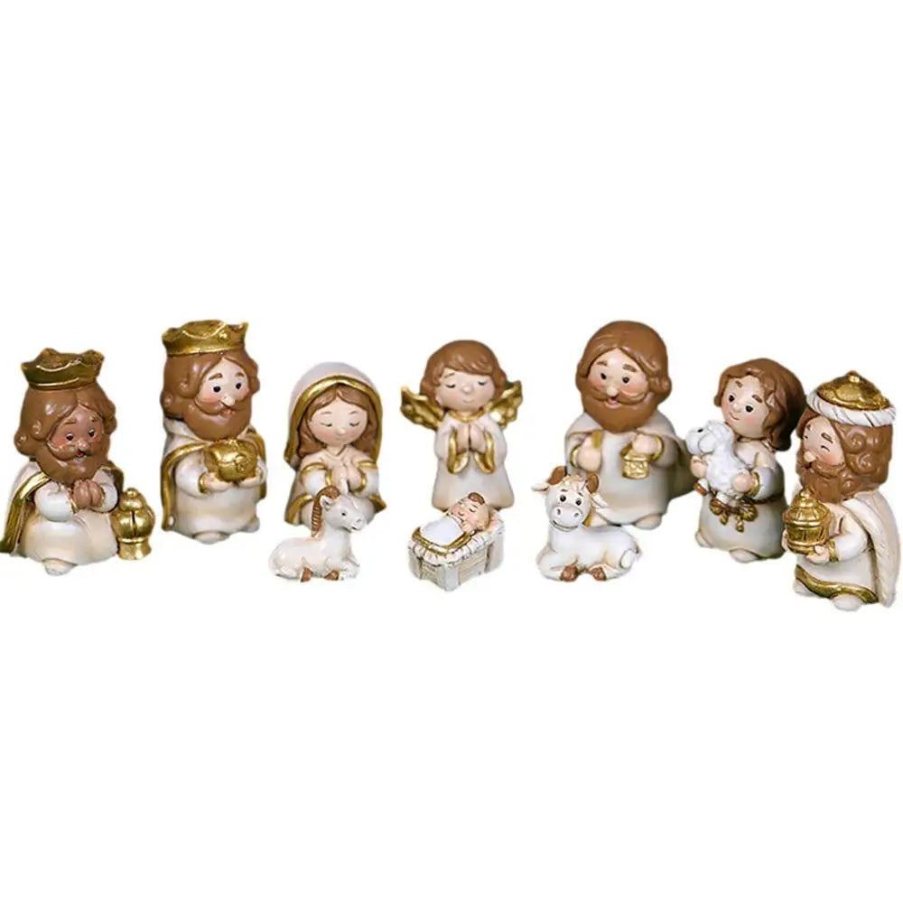 Nativity Sets For Christmas 10pcs Resin Manger Scene Ornaments Christmas Jesus Statue For Children And Adults Holy Family