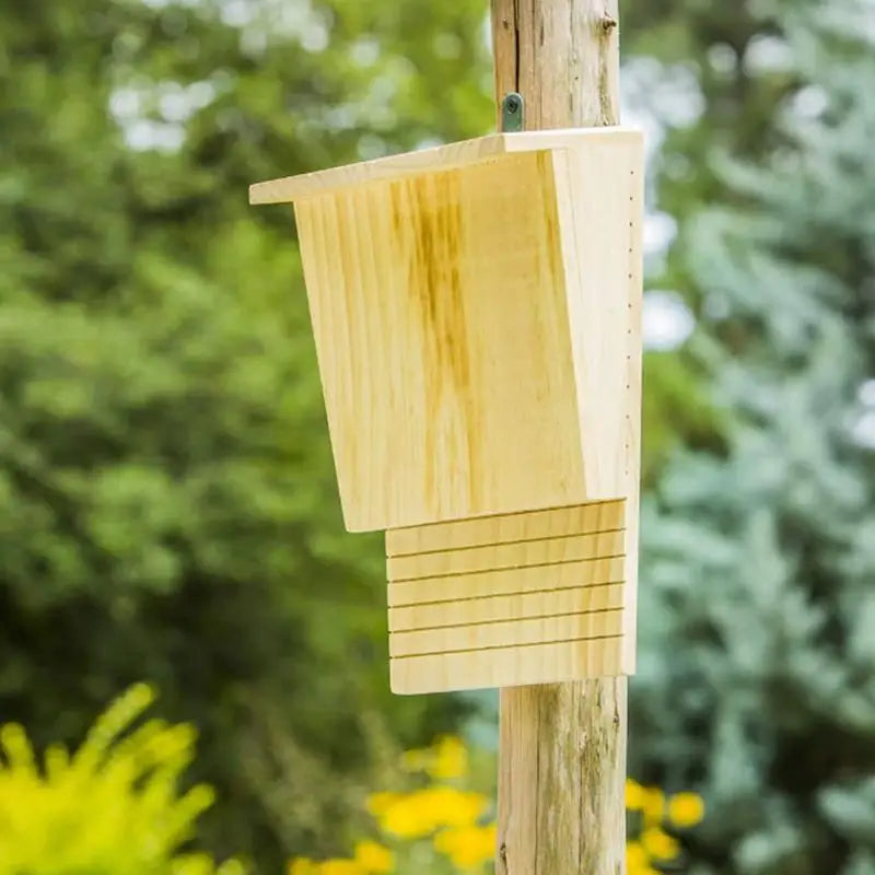 Bat Houses For Outdoor Natural Wooden Bat House Shelter With Roof Weatherproof Bat Box Garden Summer And Winter Quarters