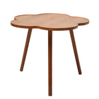 23.6" Flower-shaped Coffee Table Log Color with Wood Legs for Living Room,Bedroom,Study,Backyard,Balconies,Suitable Height