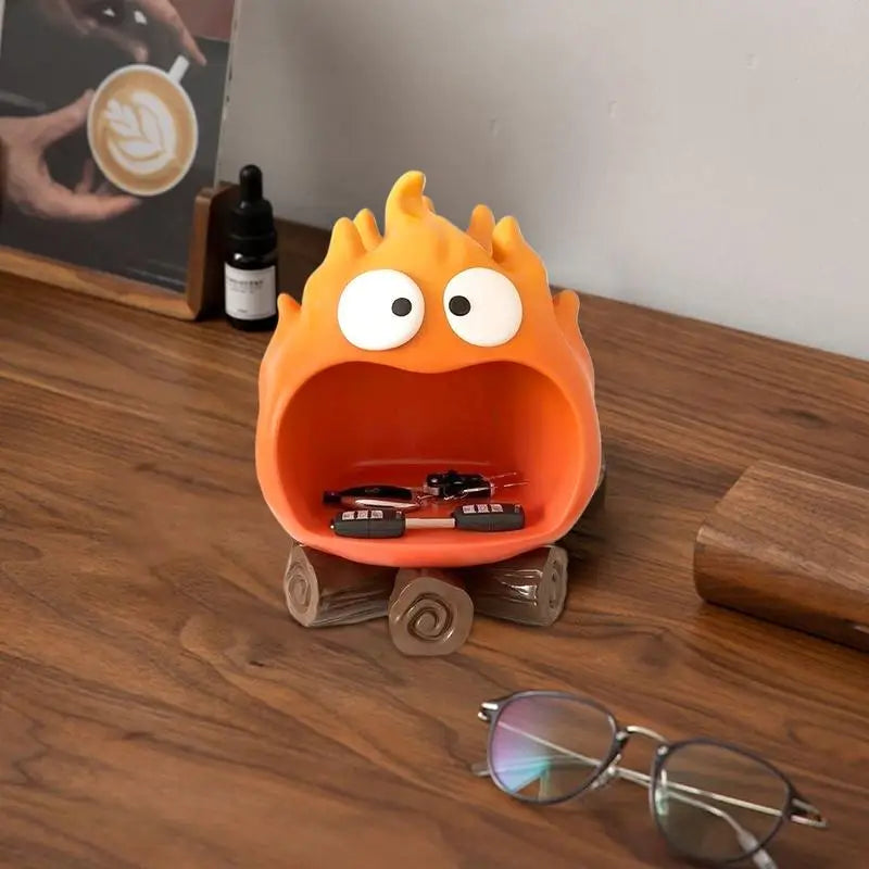 Cute Key Tray Flame Entryway Candy Dish Creative Key Holder Bowl Decorative Key Tray Novelty Desk Figurines Table Ornament