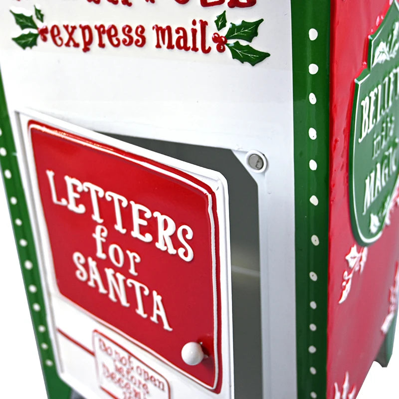 Outdoor Garden Metal Mailbox Christmas Wishing Mailbox Leaving Message Post Box Standing Santa Mailbox Farmhouse Design