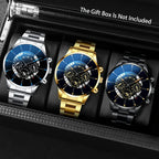 3pcs/1pcs men's fashionable quartz watch set, stainless steel strap, circular dial, date function, electronic drive,