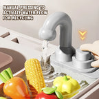 Children's Kitchen Set Simulation Cooking Toy with Spray Steam and Lights for Pretend Play Kids Play