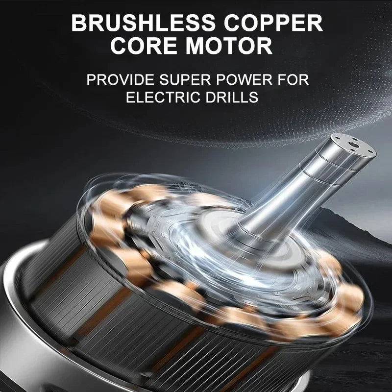 16.8V 70N.m Brushless Cordless Drill Self-locking Chuck Electric Screwdriver 20+1 Torque 2-Speeds Power Tools 2x 2.0Ah Batteries