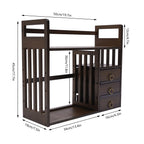 Bamboo Desktop Bookshelf with 3 Drawers, Desktop Storage Cabinet, Office Storage Organizer Student Desktop Multi-Layer Shelf