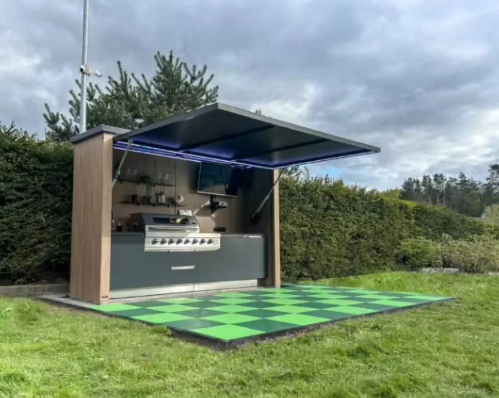 Customizable Modular Complete Outdoor Kitchen Set with BBQ Grill, Fridge & Sink for Backyard Family Gatherings & Patio Parties