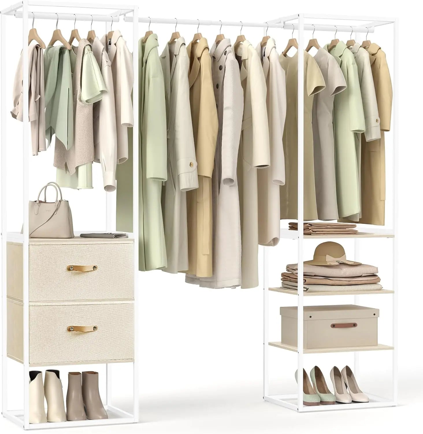 Songmics Clothes Rack, 70.9 Inch Wardrobe Freestanding Closet, Heavy Duty Garment Rack With 1 Extendable Hanging Rod, 2 Drawers