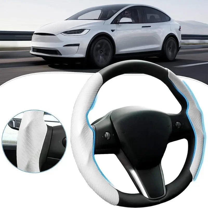 For Tesla Model 3 Highland 2024 Car Accessories Steering Wheel Patch Decorative Protective Cover Sticker Steering Wheel Sticker