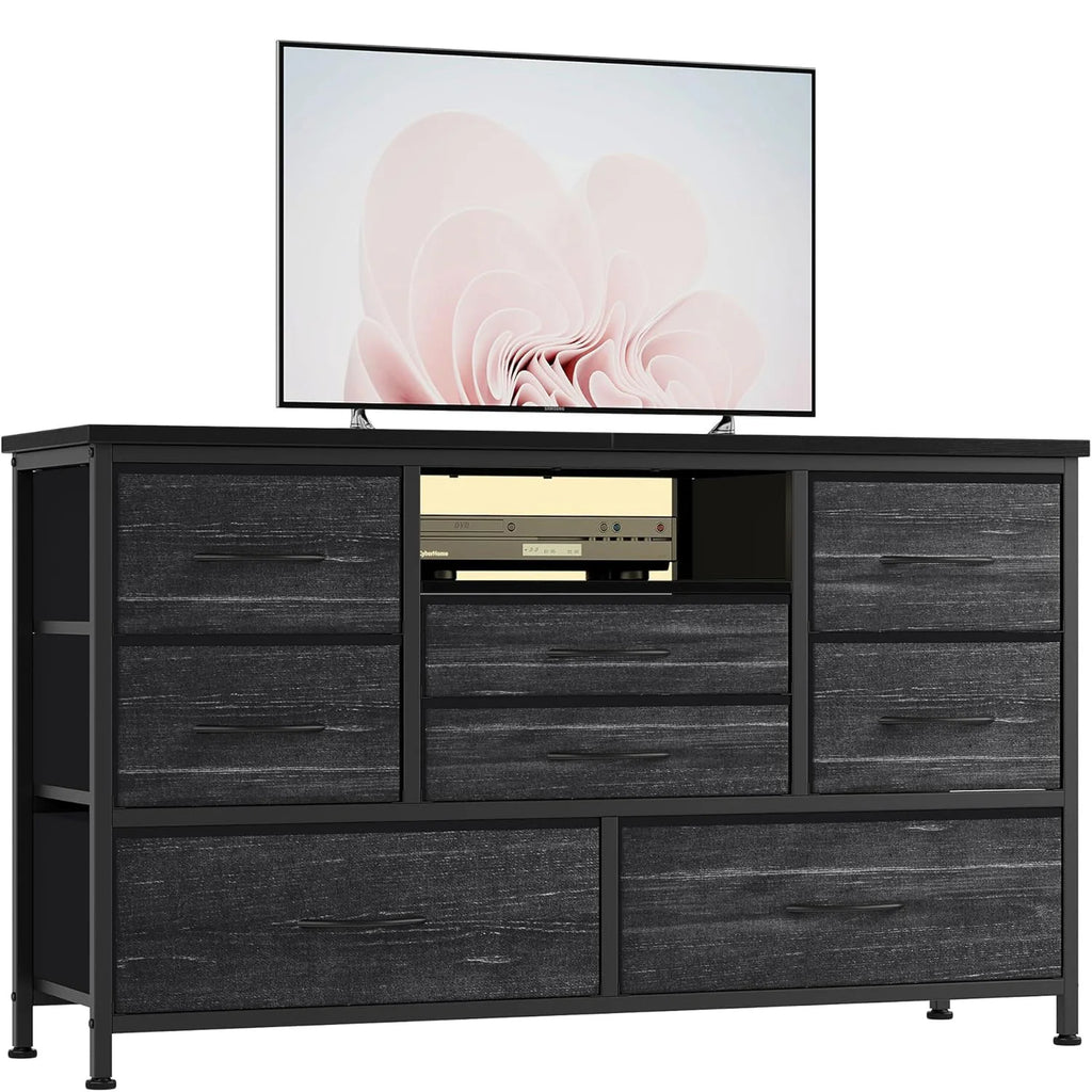 8-Drawer Chest of Drawers Dresser TV Console Furniture with LED light Charging Station, TV Stand Cabinet for Living Room Bedroom