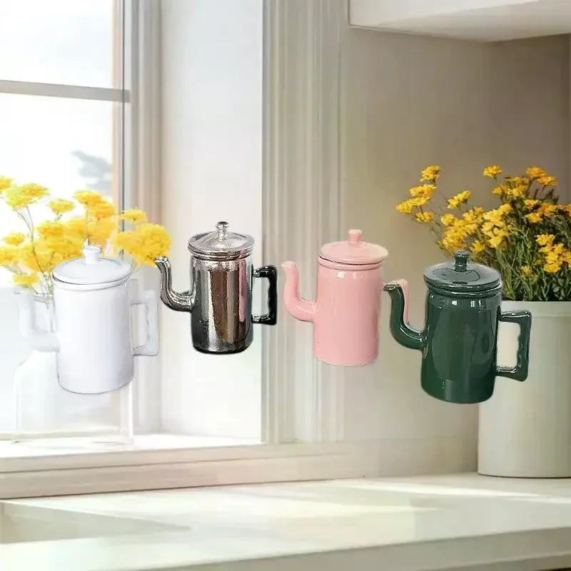1:12 Dainty Miniature Kettle with Lid Models for Dollhouse Kitchen, Fun Pretend Play Kids Toy, Perfect for DIY Gift-making