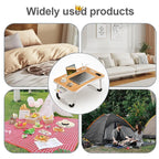 Portable Laptop Desk with USB Light, Small Fan, Cup Holder, Tablet Slot, and Lifting Handle - Foldable Laptop Table for Working,