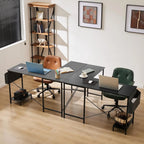 50-inch L-Shaped Gaming Desk with CPU Stand - Black