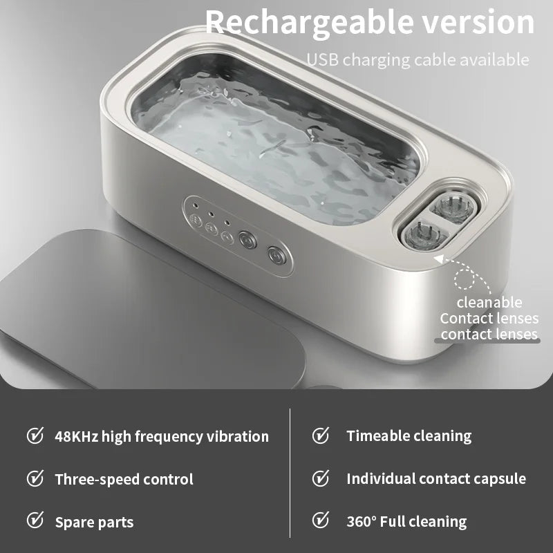Ultrasonic Cleaning Machine High Frequency Cleaner Double Bin Vibration Full Cleaning Jewelry Household Adjustable CleanerNew