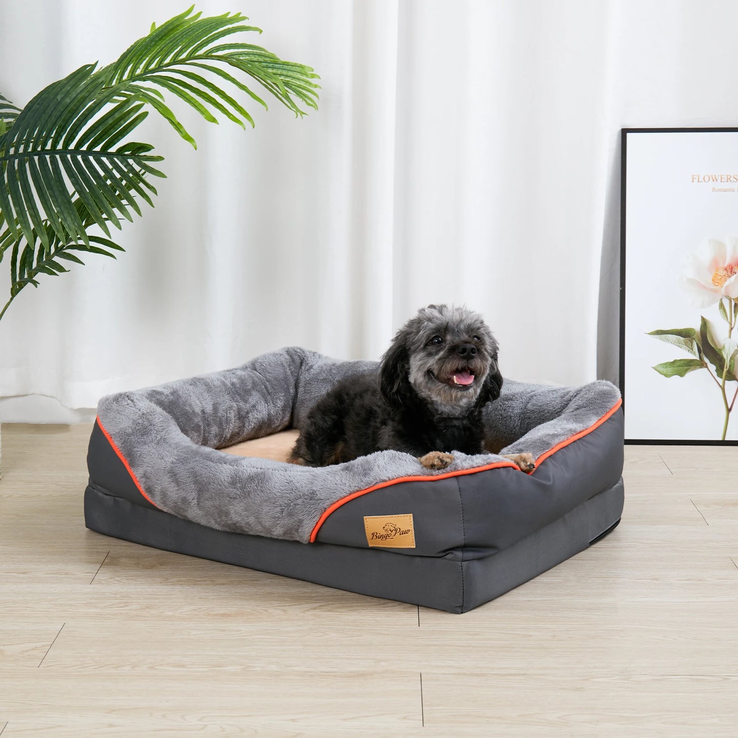 Large Orthopedic Dog Bed with Cotton Bolster