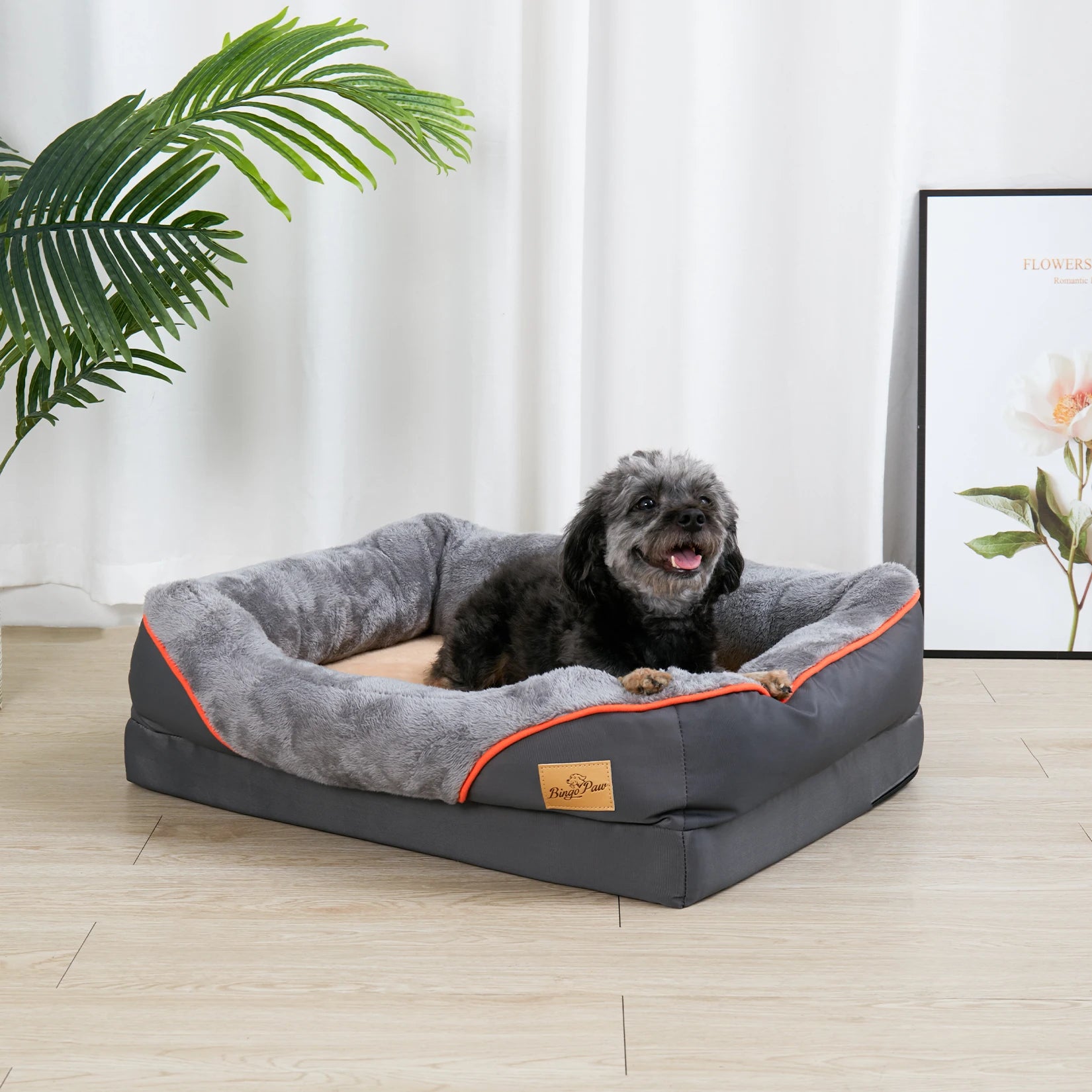 Large Orthopedic Dog Bed with Cotton Bolster