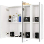 Getone Mirror Cabinet Bathroom Cabinet 3 Doors Bathroom Mirror Cabinet White 70x60x15cm Wood