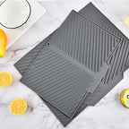 Kitchen Dish Drying Silicone Mat Raised Stripes Outlet Design Countertop Sink Draining Pad Non-slip Tableware Insulating Mat