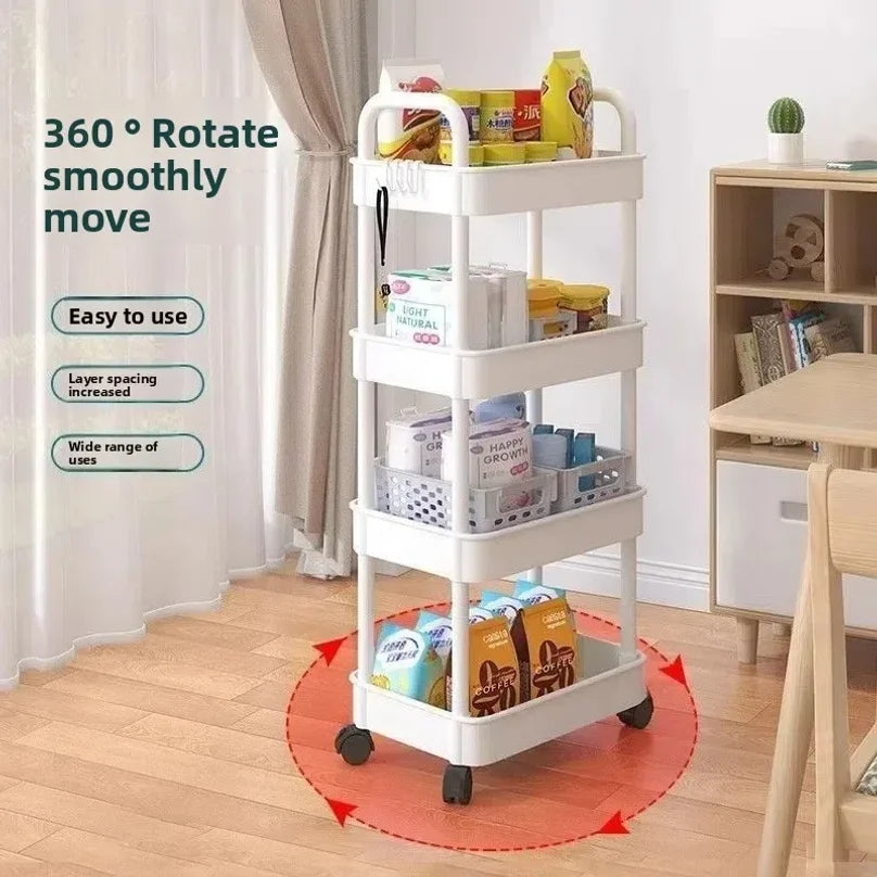5-layer Kitchen Storage Shelf,mobile Trolley,floor Standing Multi-layer Storage Rack,For Bookshelf,snacks, fruits and Vegetables