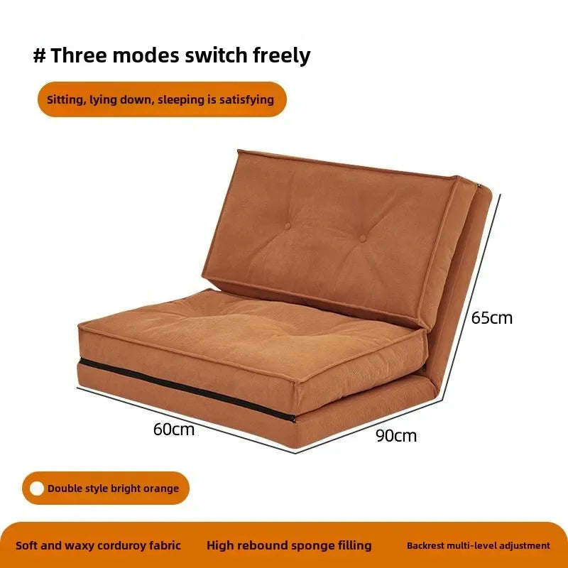 Leisure Corduroy Folding Lazy Sofa Living Room Single Sofa Small-sized Household Cream Style Reclining Foldable Sofa Bed New