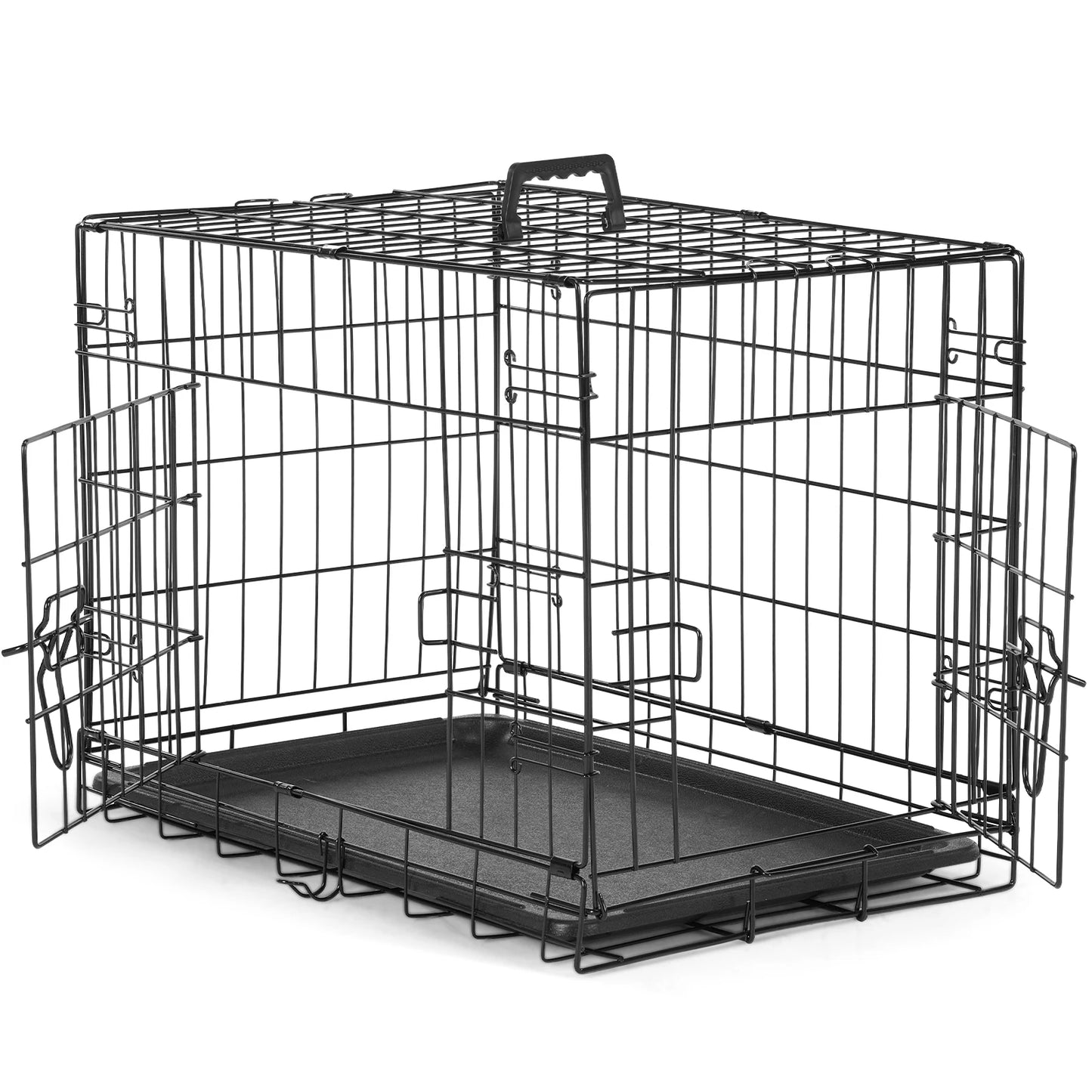 JHK Double Door Folding Metal Wire Dog Cage - Extra Large Pet Kennel with Leak-Proof Pan | AlluCanFind
